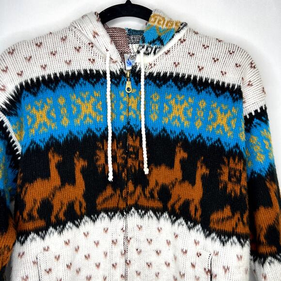 Yari Artesanias Girls Kids Size 10 Full Zip Hooded Wool Sweater Jacket - Picture 2 of 13